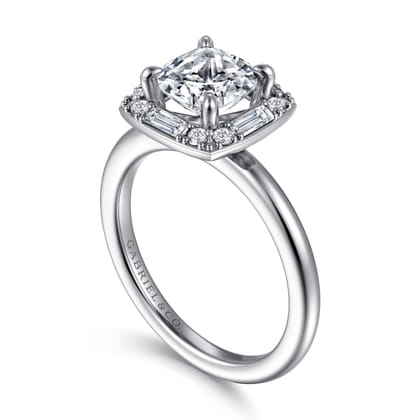 Cammie - 14K White Gold Halo Cushion Diamond Engagement Ring