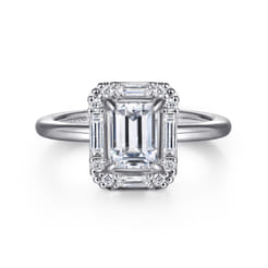 Cammie - 14K White Gold Halo Emerald Cut Diamond Engagement Ring