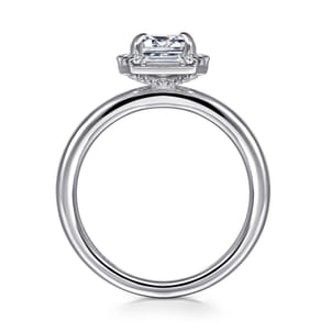 Cammie - 14K White Gold Halo Emerald Cut Diamond Engagement Ring