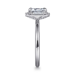 Cammie - 14K White Gold Halo Emerald Cut Diamond Engagement Ring