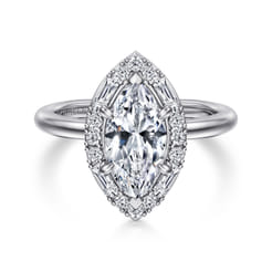 Cammie - 14K White Gold Halo Marquise Shape Diamond Engagement Ring