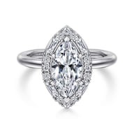 Cammie - 14K White Gold Halo Marquise Shape Diamond Engagement Ring