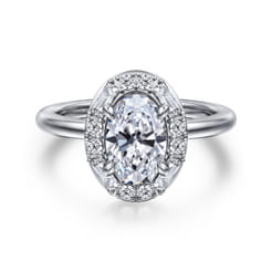 Cammie - 14K White Gold Halo Oval Diamond Engagement Ring