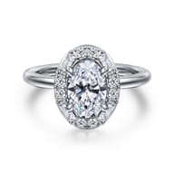 Cammie - 14K White Gold Halo Oval Diamond Engagement Ring