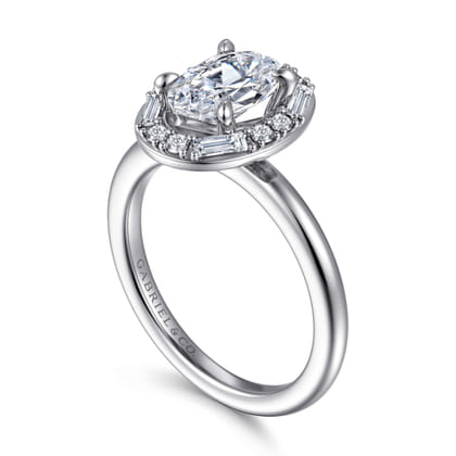 Cammie - 14K White Gold Halo Oval Diamond Engagement Ring
