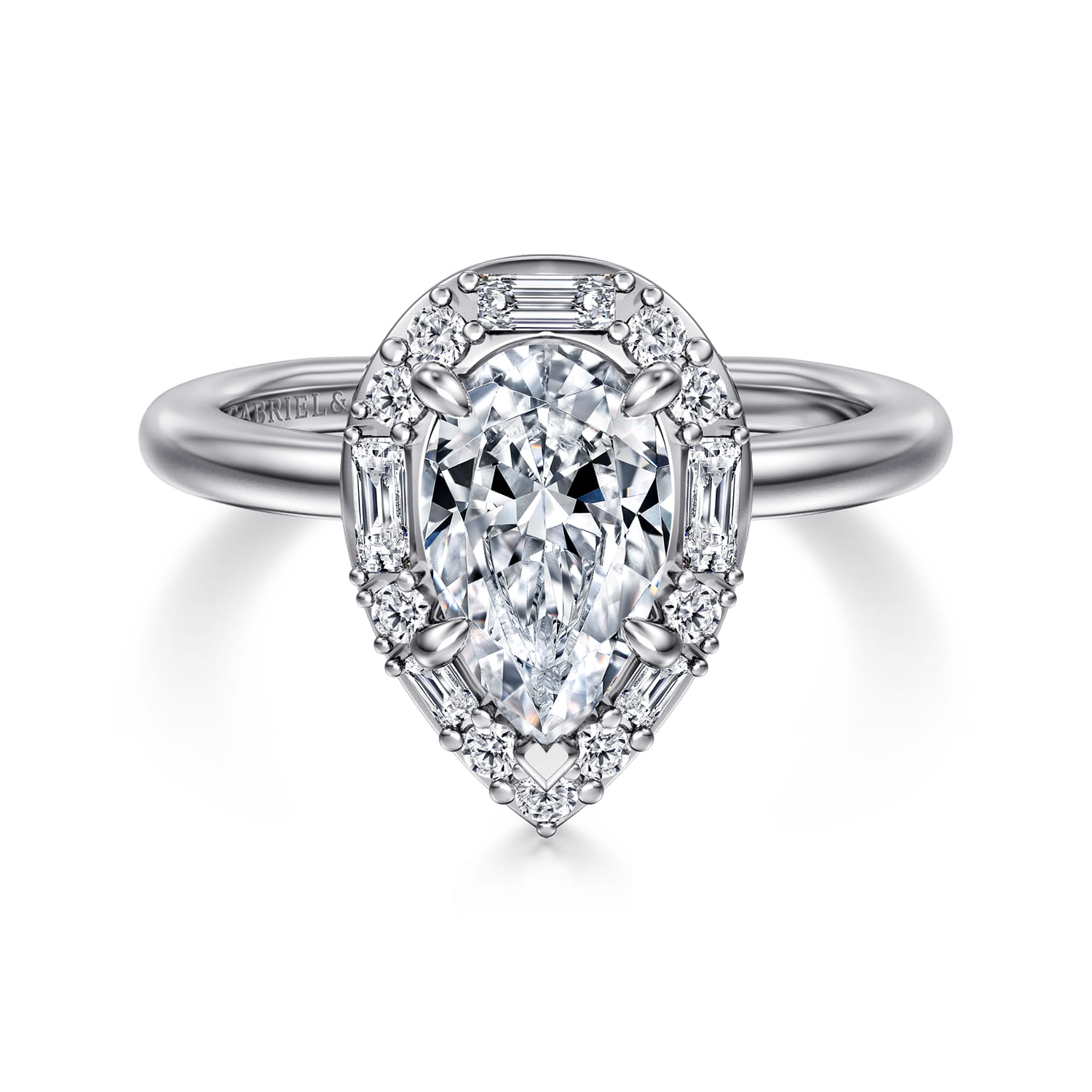 Cammie - 14K White Gold Halo Pear Shape Diamond Engagement Ring