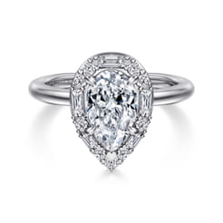 Cammie - 14K White Gold Halo Pear Shape Diamond Engagement Ring