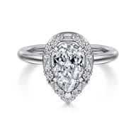 Cammie - 14K White Gold Halo Pear Shape Diamond Engagement Ring