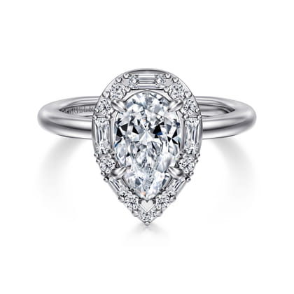 Cammie - 14K White Gold Halo Pear Shape Diamond Engagement Ring