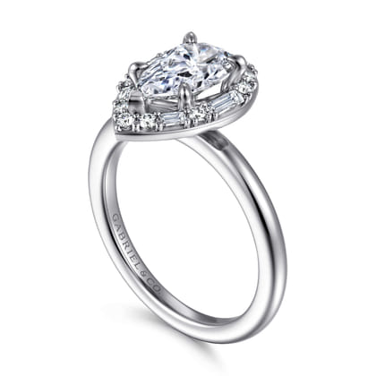 Cammie - 14K White Gold Halo Pear Shape Diamond Engagement Ring