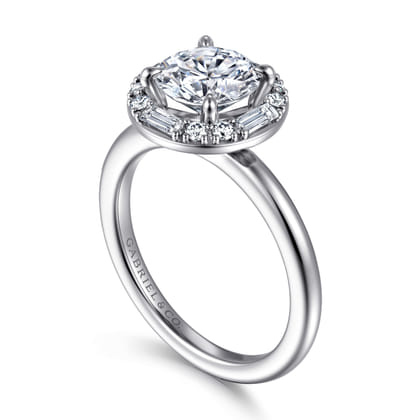 Cammie - 14K White Gold Halo Round Diamond Engagement Ring