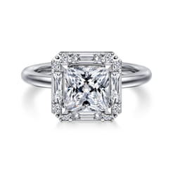 Cammie - 14K White Gold Princess Halo Diamond Engagement Ring