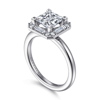 Cammie - 14K White Gold Princess Halo Diamond Engagement Ring