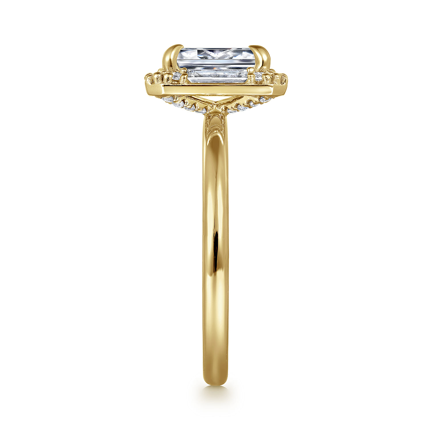 Cammie - 14K Yellow Gold Halo Emerald Cut Diamond Engagement Ring