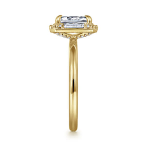 Cammie - 14K Yellow Gold Halo Emerald Cut Diamond Engagement Ring