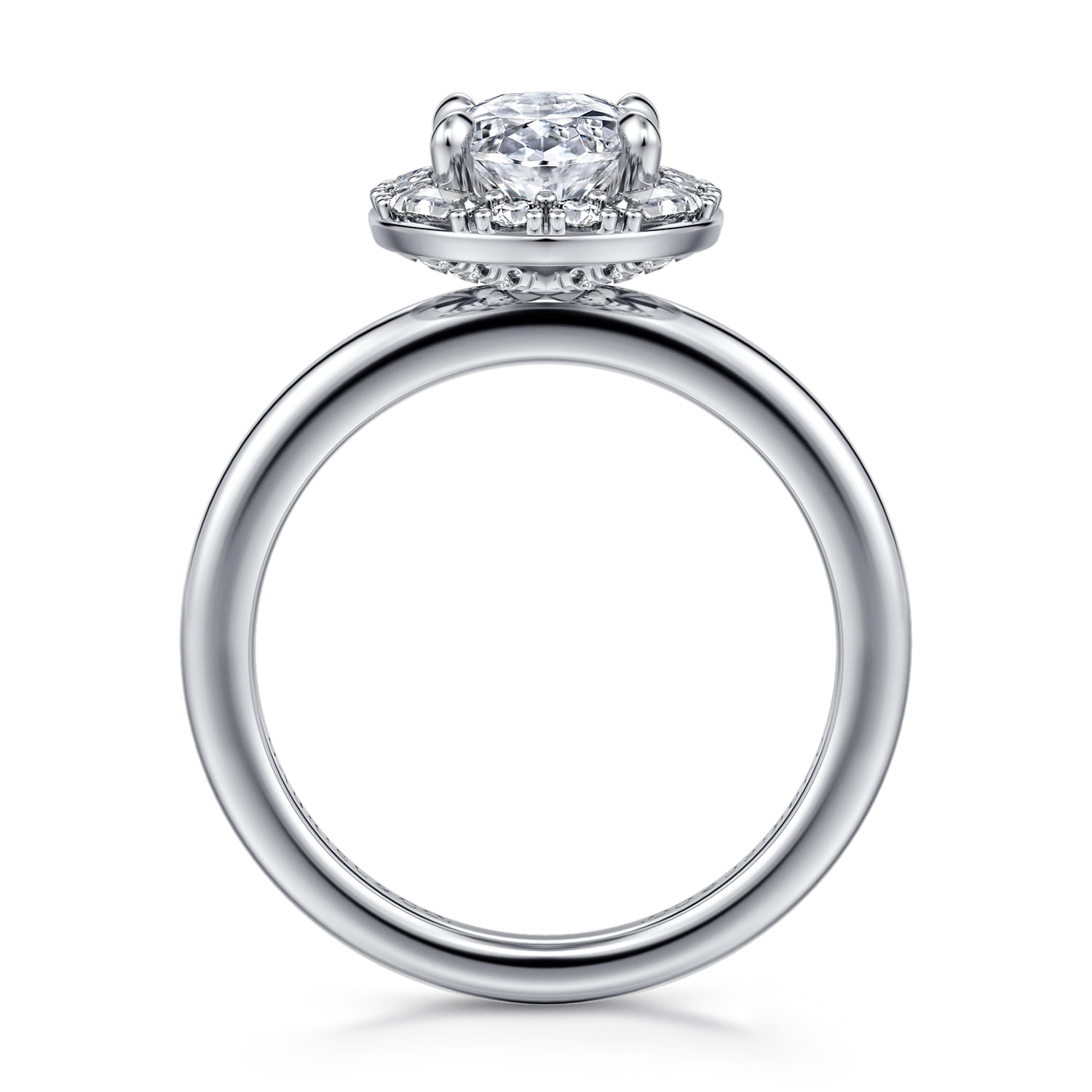 Cammie - Art Deco 14K White Gold Halo Oval Diamond Engagement Ring