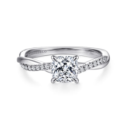 Campana - 14K White Gold Cushion Cut Diamond Engagement Ring