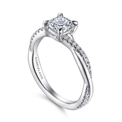 Campana - 14K White Gold Cushion Cut Diamond Engagement Ring