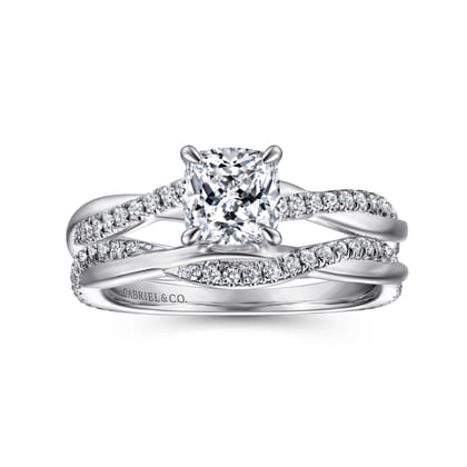 Campana - 14K White Gold Cushion Cut Diamond Engagement Ring