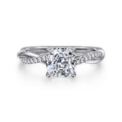 Campana - 14K White Gold Cushion Cut Twisted Diamond Engagement Ring