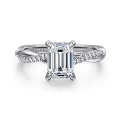 Campana - 14K White Gold Emerald Cut Twisted Diamond Engagement Ring