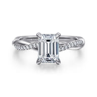 Campana - 14K White Gold Emerald Cut Twisted Diamond Engagement Ring