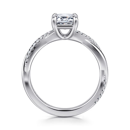 Campana - 14K White Gold Emerald Cut Twisted Diamond Engagement Ring
