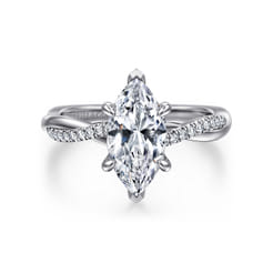 Campana - 14K White Gold Marquise ShapeTwisted Diamond Engagement Ring