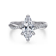 Campana - 14K White Gold Marquise ShapeTwisted Diamond Engagement Ring