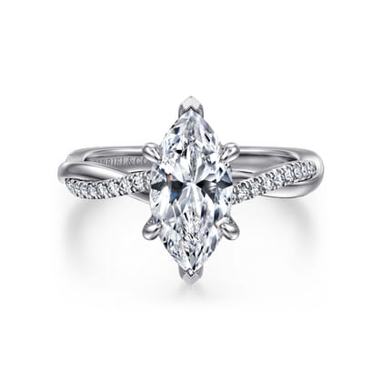 Campana - 14K White Gold Marquise ShapeTwisted Diamond Engagement Ring