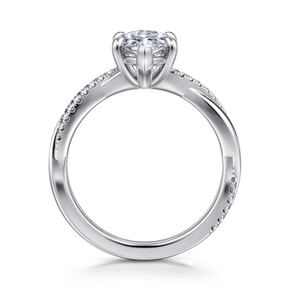 Campana - 14K White Gold Marquise ShapeTwisted Diamond Engagement Ring