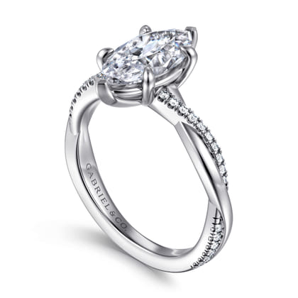 Campana - 14K White Gold Marquise ShapeTwisted Diamond Engagement Ring