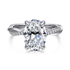 Campana - 14K White Gold Oval Diamond Engagement Ring