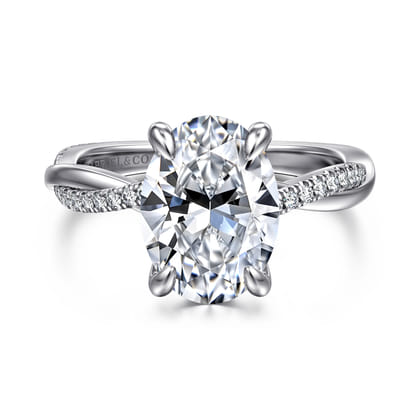 Campana - 14K White Gold Oval Diamond Engagement Ring
