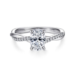 Campana - 14K White Gold Oval Diamond Engagement Ring