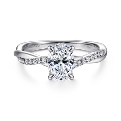 Campana - 14K White Gold Oval Diamond Engagement Ring