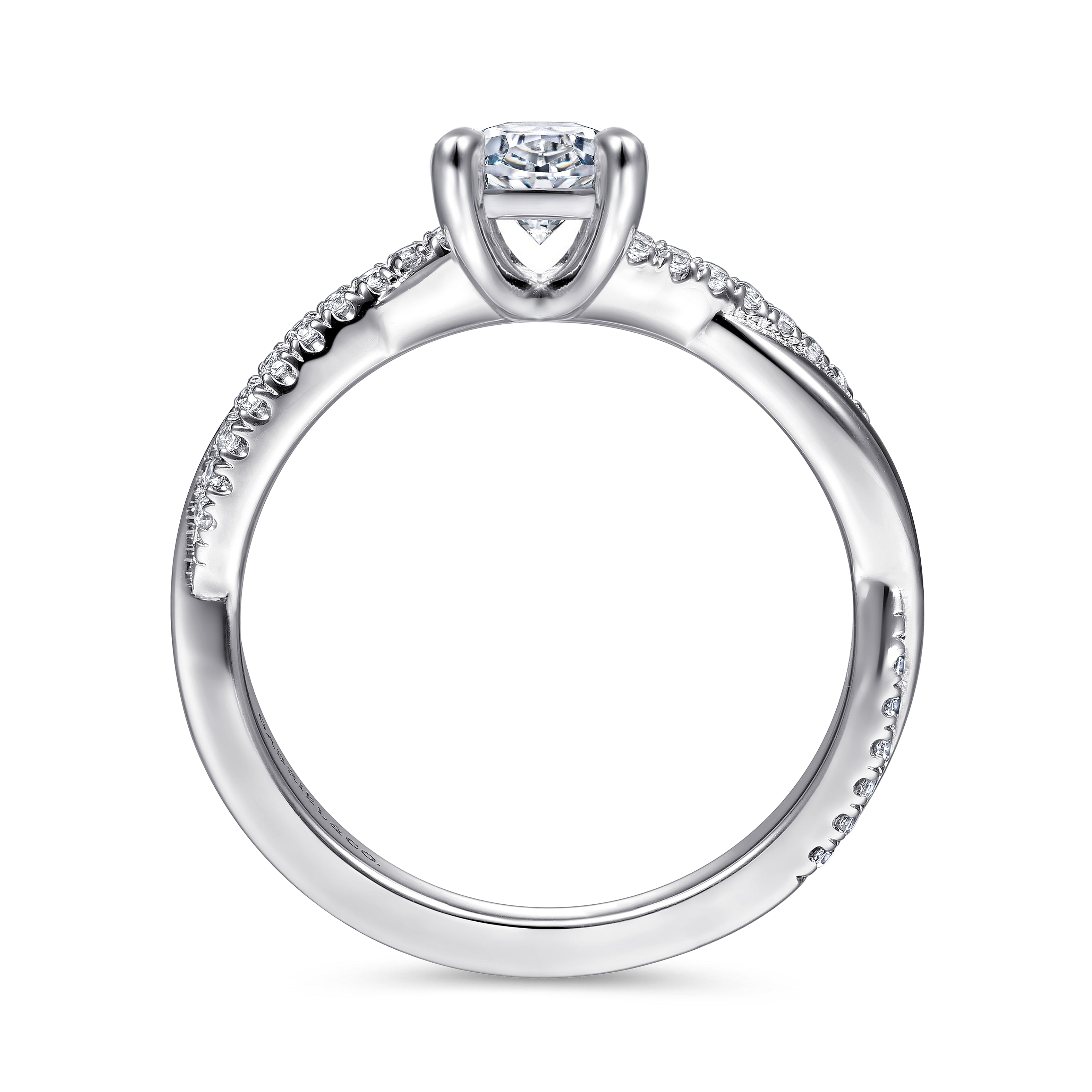 Campana - 14K White Gold Oval Diamond Engagement Ring - 0.14 ct - Shot 2