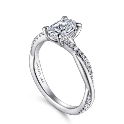 Campana - 14K White Gold Oval Diamond Engagement Ring