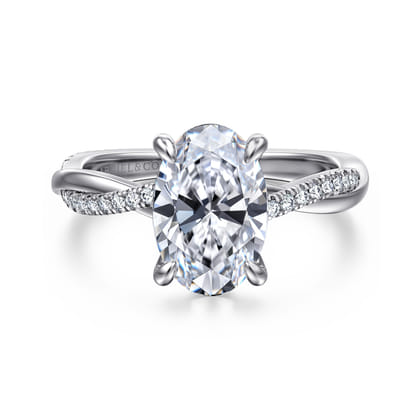 Campana - 14K White Gold Oval Diamond Engagement Ring