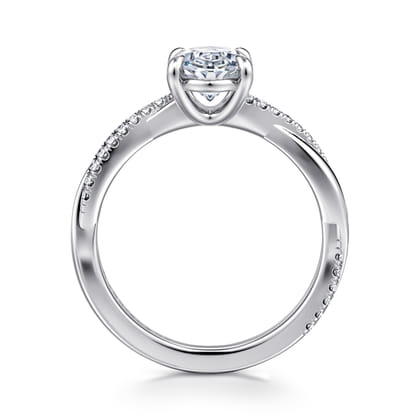 Campana - 14K White Gold Oval Twisted Diamond Engagement Ring