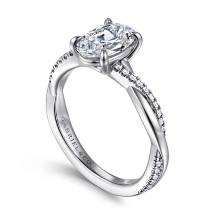 Campana - 14K White Gold Oval Twisted Diamond Engagement Ring