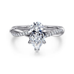 Campana - 14K White Gold Pear ShapeTwisted Diamond Engagement Ring