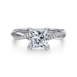 Campana - 14K White Gold Princess Cut Twisted Diamond Engagement Ring