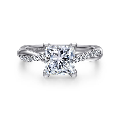 Campana - 14K White Gold Princess Cut Twisted Diamond Engagement Ring