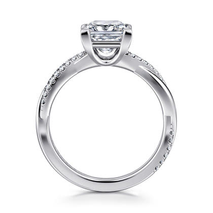 Campana - 14K White Gold Princess Cut Twisted Diamond Engagement Ring