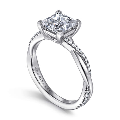 Campana - 14K White Gold Princess Cut Twisted Diamond Engagement Ring