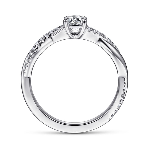 Campana - 14K White Gold Round Diamond Engagement Ring - 0.14 ct - Shot 2