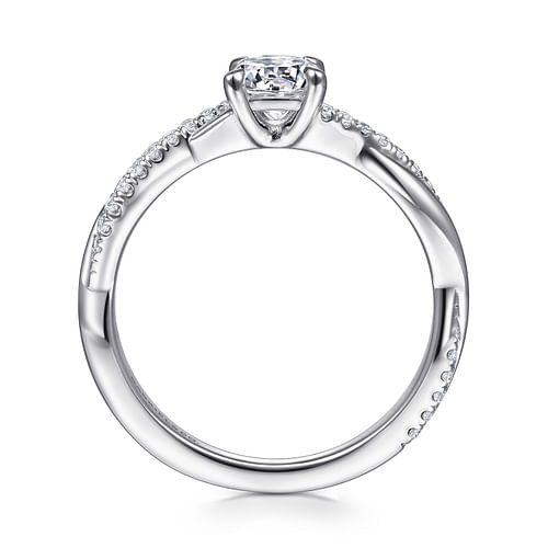 Campana - 14K White Gold Round Diamond Engagement Ring - 0.14 ct - Shot 2