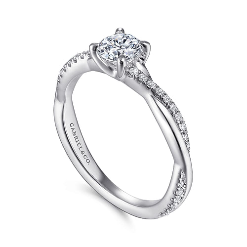 Campana - 14K White Gold Round Diamond Engagement Ring - 0.14 ct - Shot 3