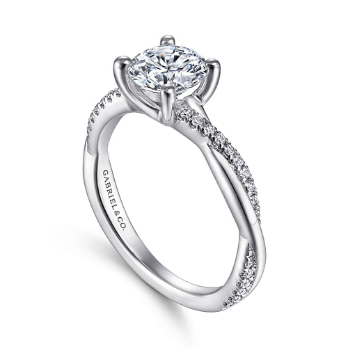 Campana - 14K White Gold Round Diamond Engagement Ring - 0.14 ct - Shot 3
